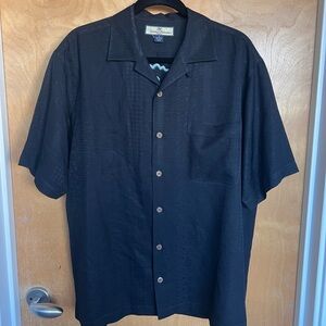 Tommy Bahama 100% Silk Black Casual Button Down Shirt
